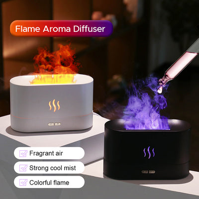 USB Ultrasonic Flame Humidifier Led RGB Oil Fire Flame Aroma Diffuser