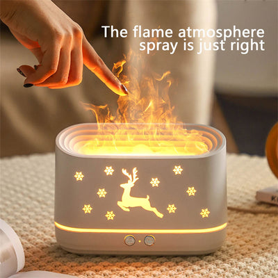 Electric Flame Aroma Diffuser Household Mini Atmosphere Lamp Christmas Home Decorations. This mini lamp uses ultrasonic technology to diffuse your favorite scents..