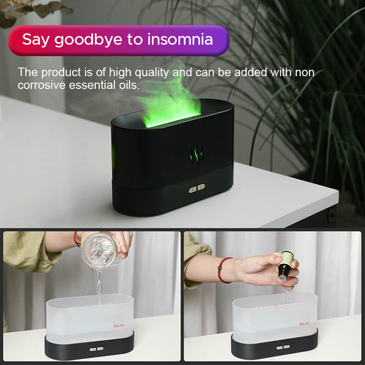 USB Ultrasonic Flame Humidifier Led RGB Oil Fire Flame Aroma Diffuser