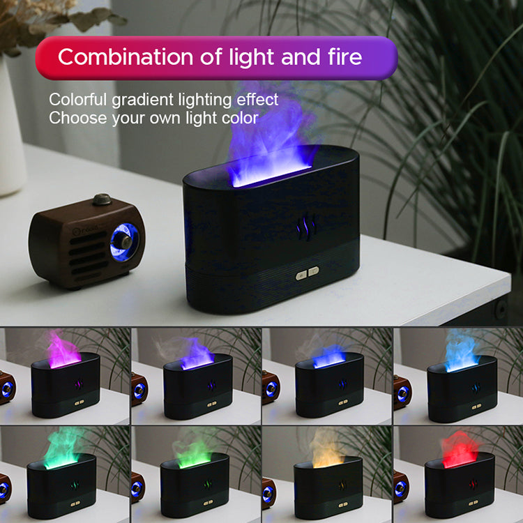 USB Ultrasonic Flame Humidifier Led RGB Oil Fire Flame Aroma Diffuser