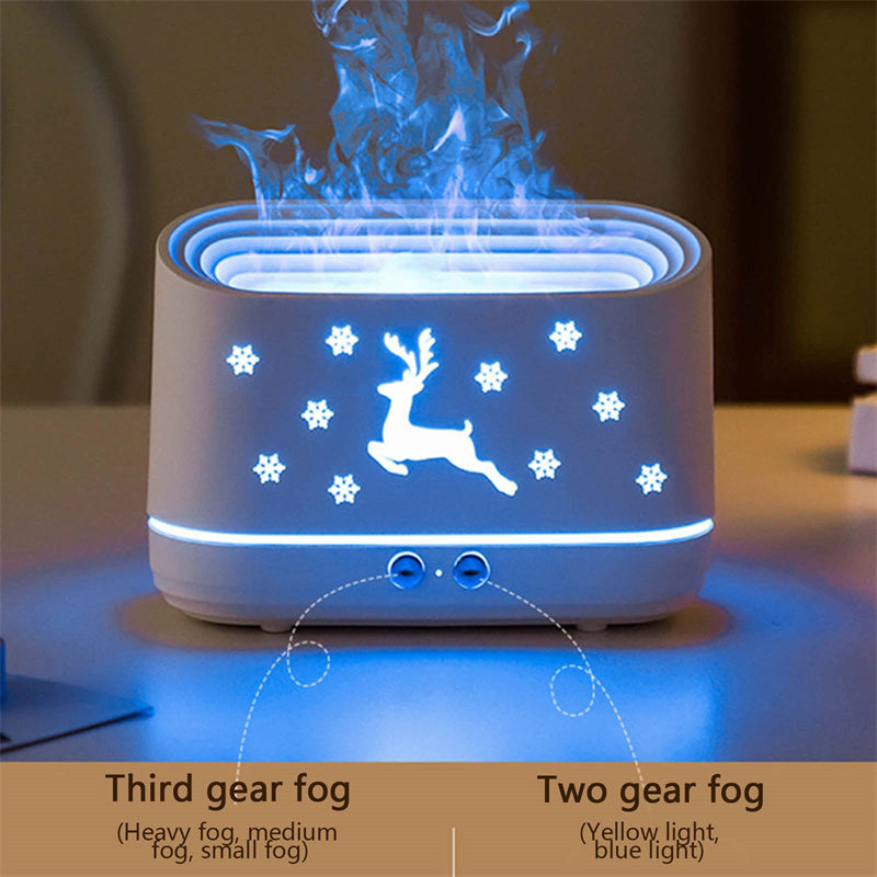 Electric Flame Aroma Diffuser Household Mini Atmosphere Lamp Christmas Home Decorations. This mini lamp uses ultrasonic technology to diffuse your favorite scents..