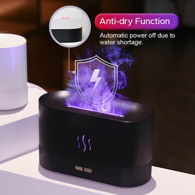 USB Ultrasonic Flame Humidifier Led RGB Oil Fire Flame Aroma Diffuser