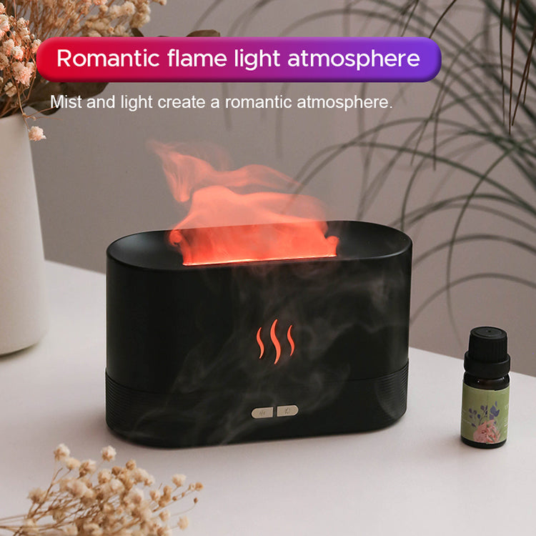 USB Ultrasonic Flame Humidifier Led RGB Oil Fire Flame Aroma Diffuser